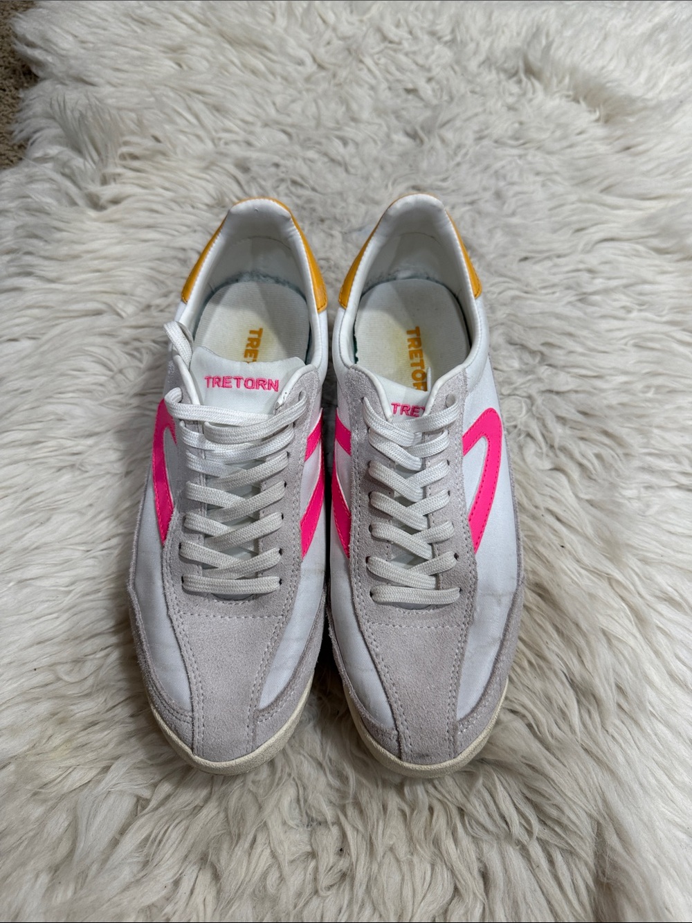 TRETORN RAWLINS 2.0 SNEAKERS Pink/White/Orange Womens size 7.5